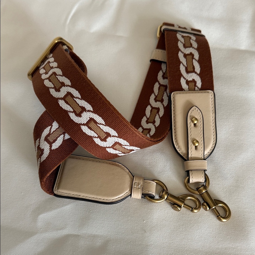 Coach Brown and Cream Strap with Gold Hardware